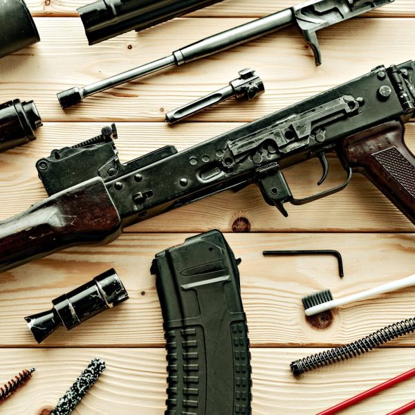 Gunsmith's working table for gun cleaning and maintaining